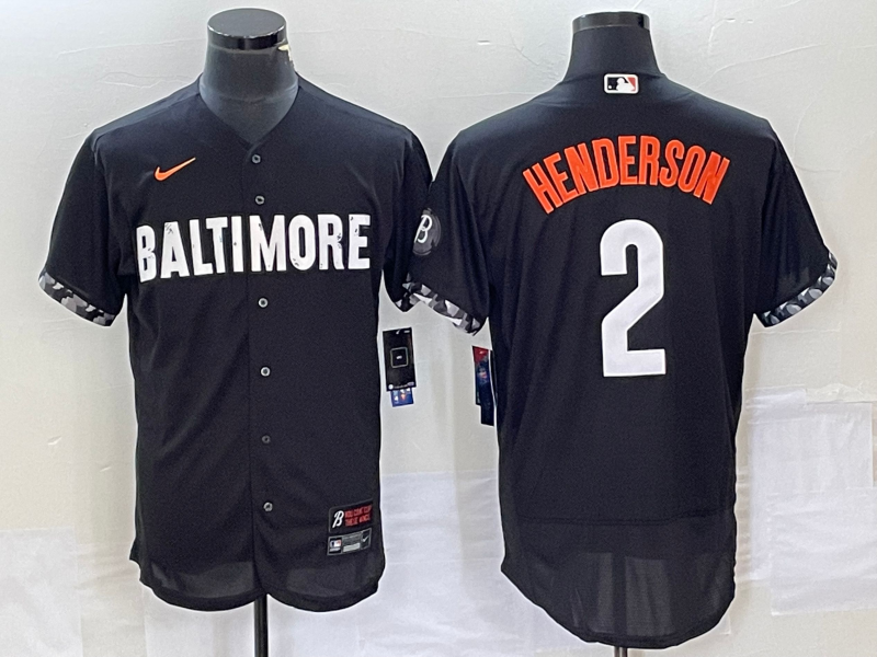 Men's Baltimore Orioles #2 Gunnar Henderson Black 2023 City Connect Flex Base Stitched Baseball Jersey